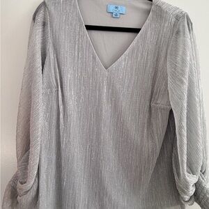 CeCe Shimmering Silver Blouse
